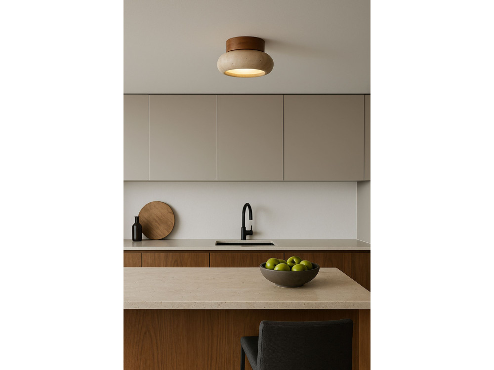 "Worm-S" Wooden Ceiling Light - Oak / Beige