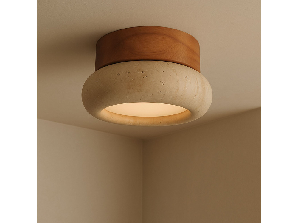 "Worm-S" Wooden Ceiling Light - Oak / Beige