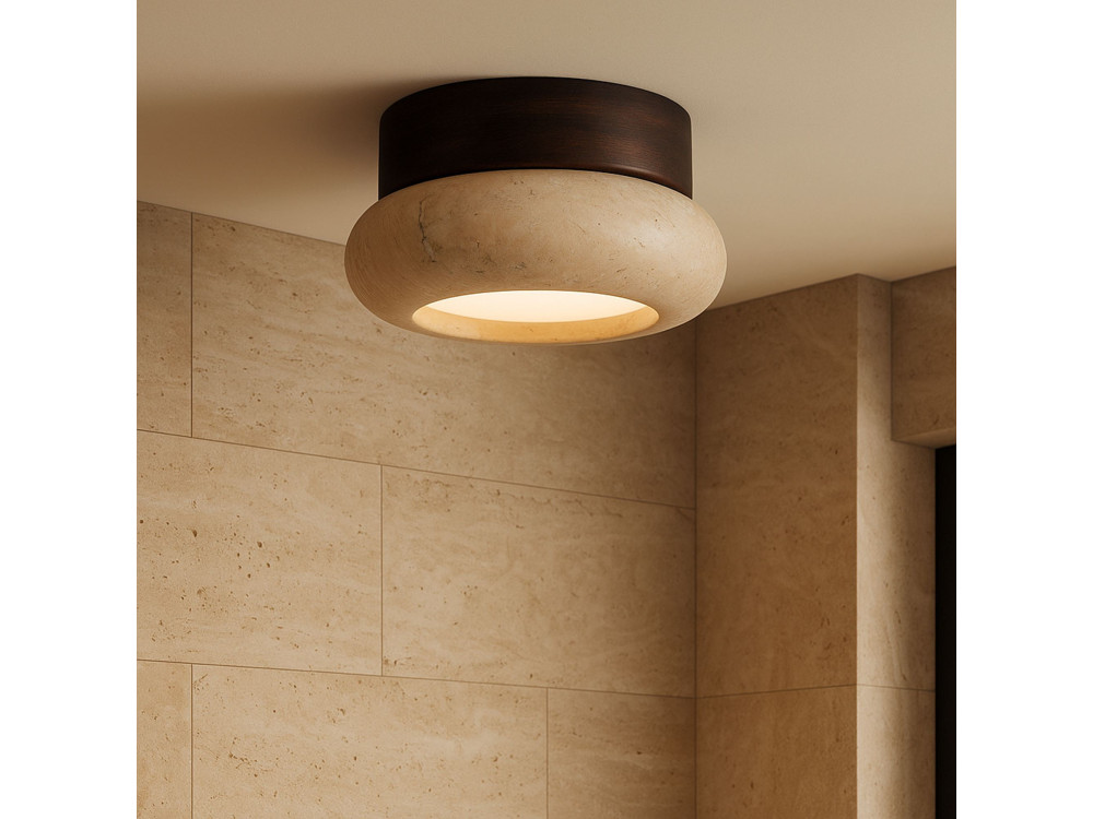 "Worm-S" Wooden Ceiling Light - Walnut / Beige