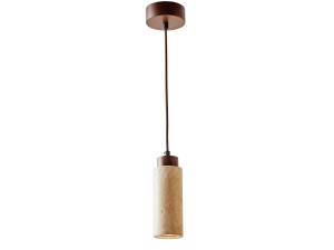 "Babil" Wooden Pendant Light - Beige / Walnut