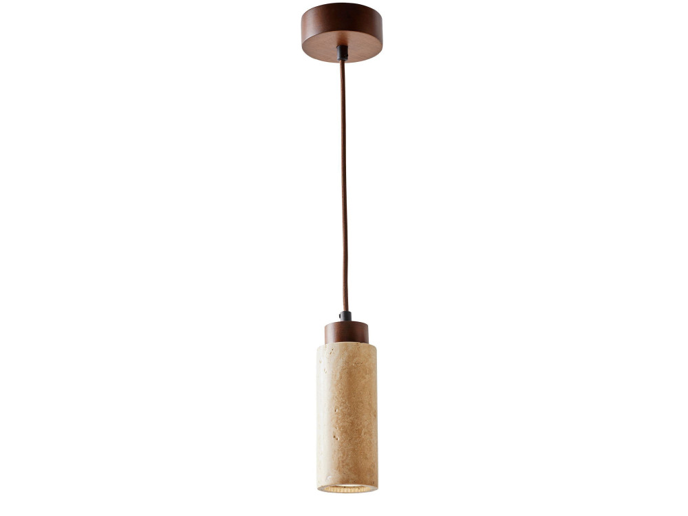 "Babil" Wooden Pendant Light - Beige / Walnut