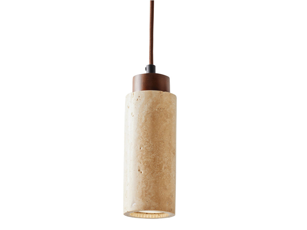 "Babil" Wooden Pendant Light - Beige / Walnut