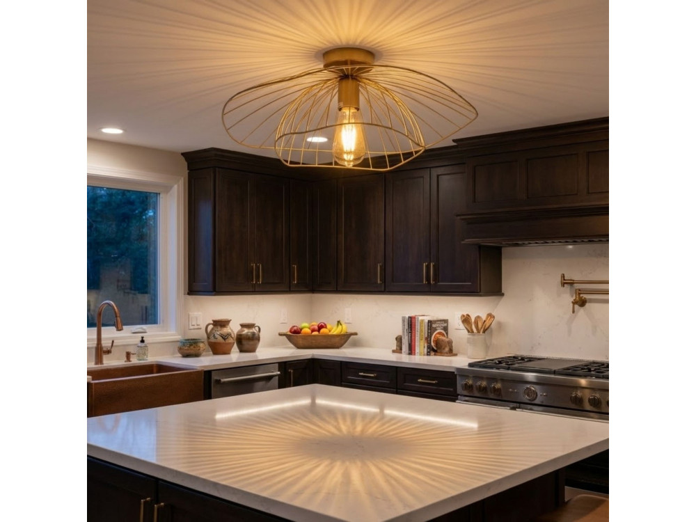 "Mantar" Metal Ceiling Light - 52 x 52 cm - Gold