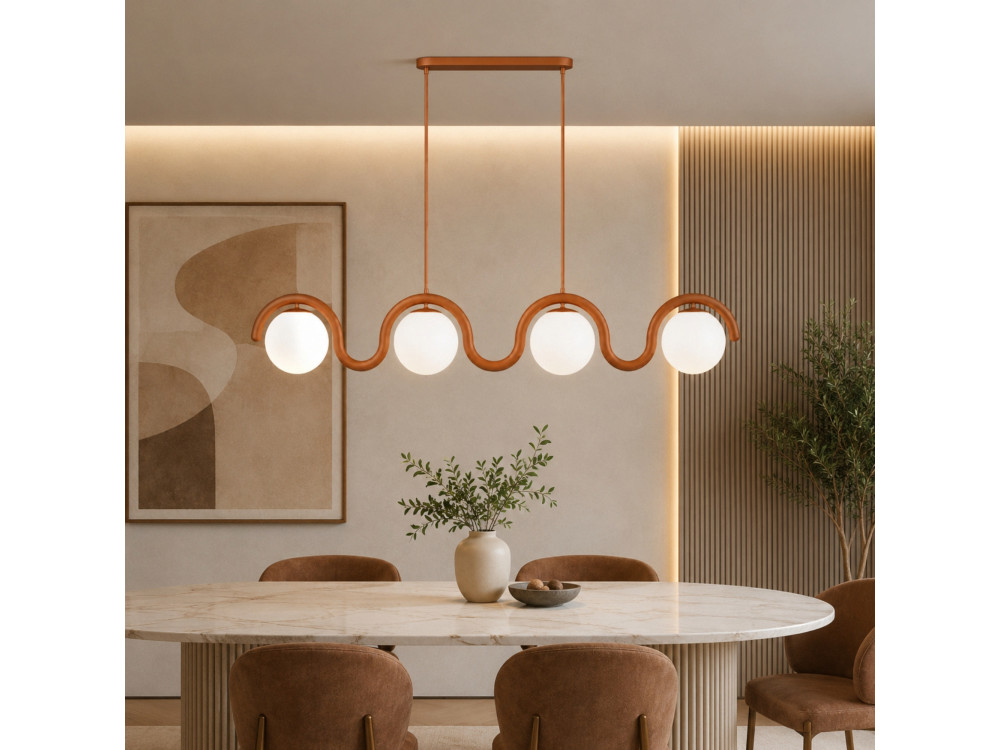 "GEDIK-20443" Metal Chandelier - 110 x 17 cm - Brown / Orange
