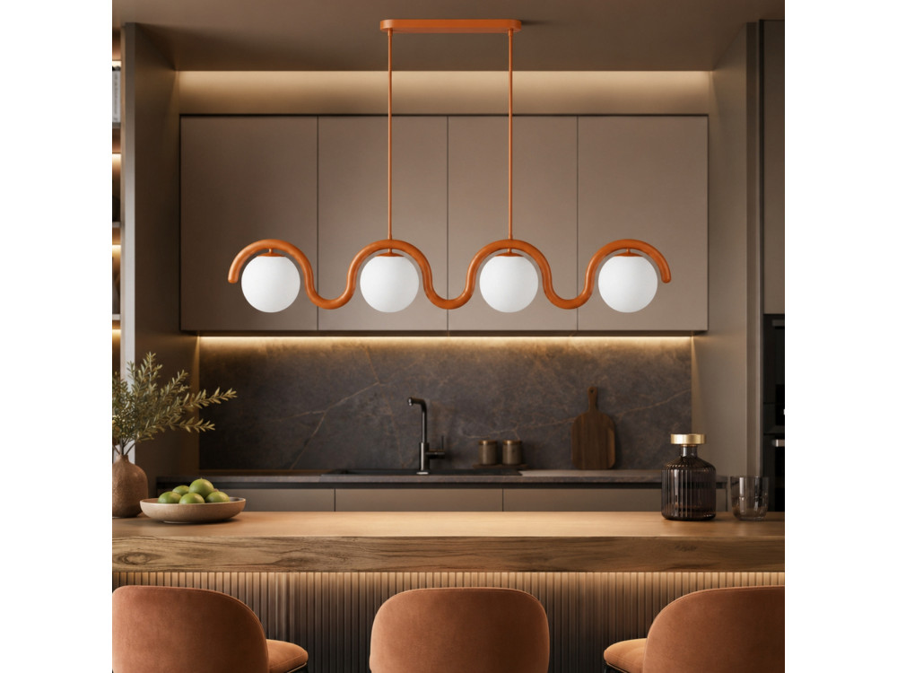 "GEDIK-20443" Metal Chandelier - 110 x 17 cm - Brown / Orange
