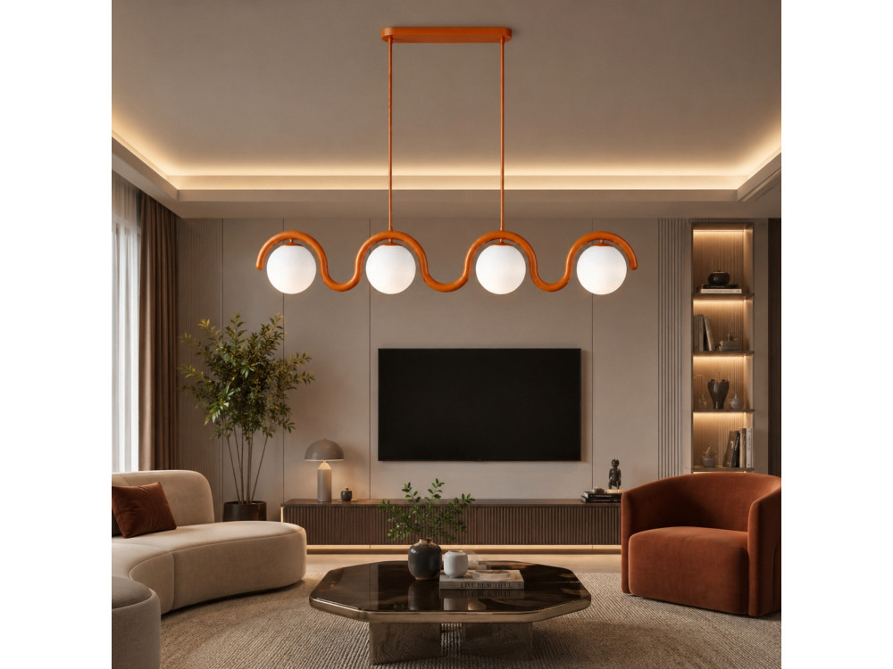 "GEDIK-20443" Metal Chandelier - 110 x 17 cm - Brown / Orange