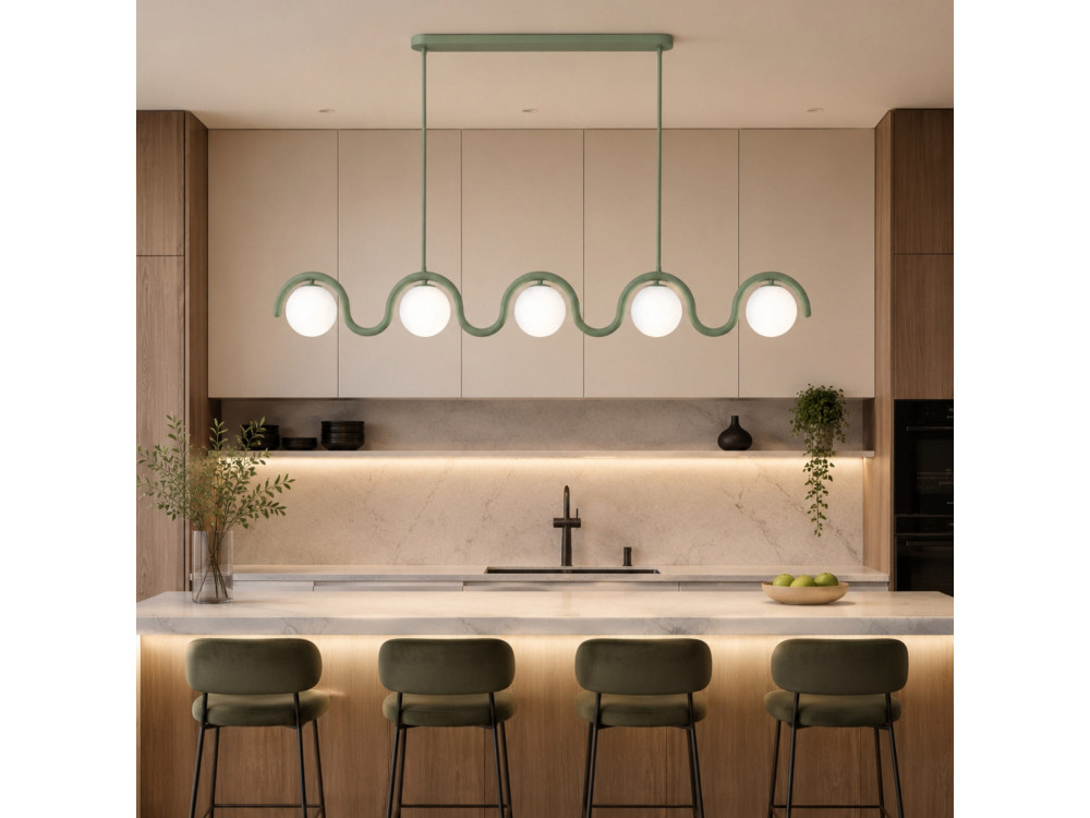 "GEDIK-20444" Metal Chandelier - 140 x 17 cm - Mint Green