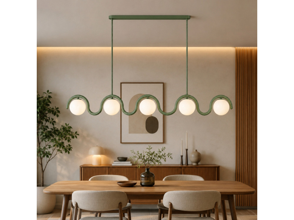 "GEDIK-20444" Metal Chandelier - 140 x 17 cm - Mint Green