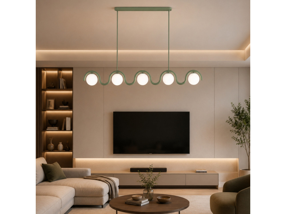 "GEDIK-20444" Metal Chandelier - 140 x 17 cm - Mint Green