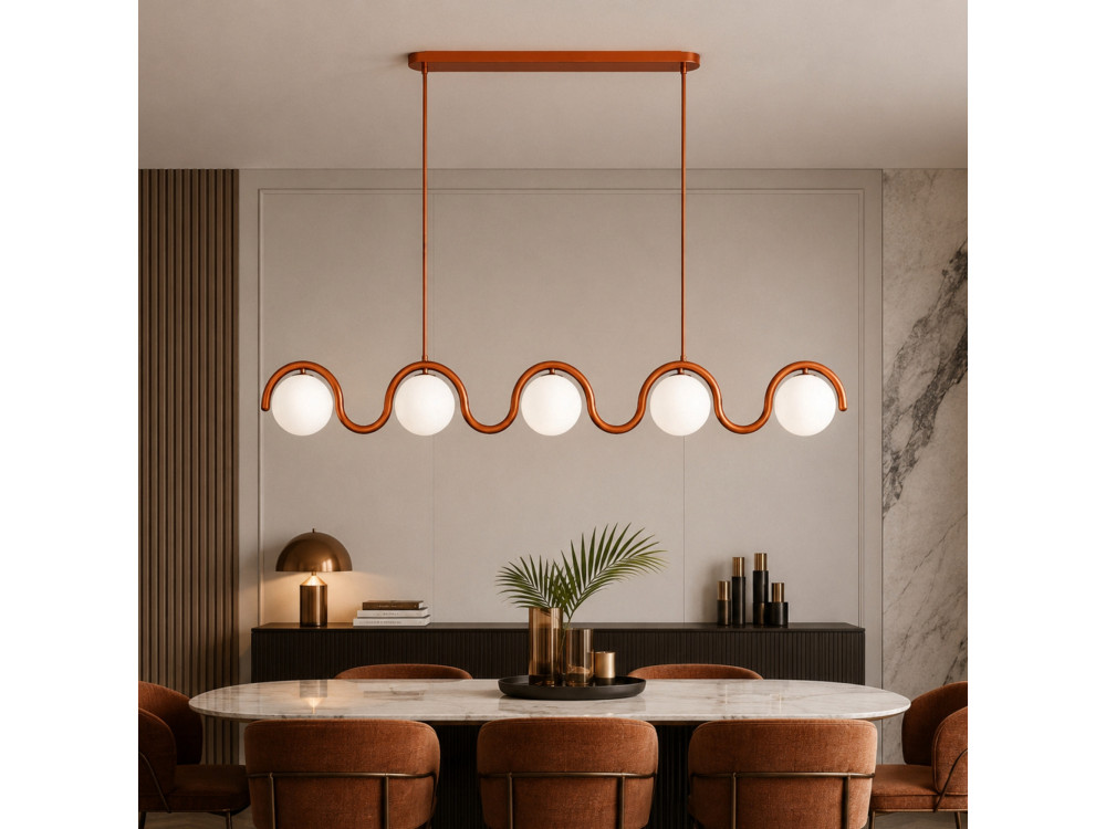 "GEDIK-20444" Metal Chandelier - 140 x 17 cm - Brown / Orange