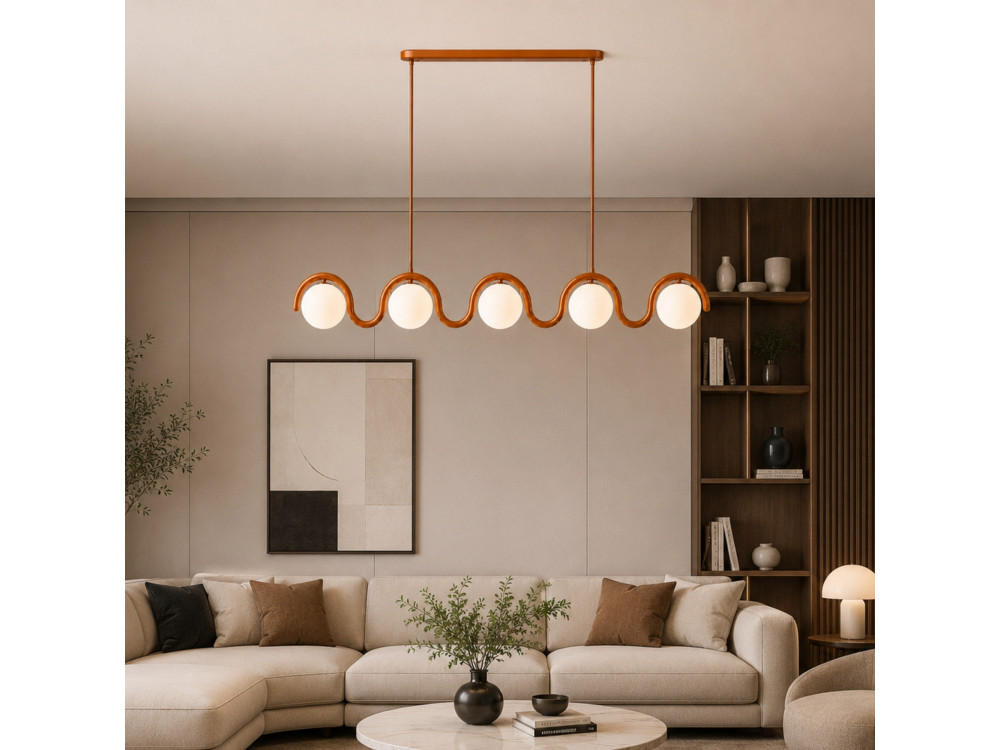 "GEDIK-20444" Metal Chandelier - 140 x 17 cm - Brown / Orange