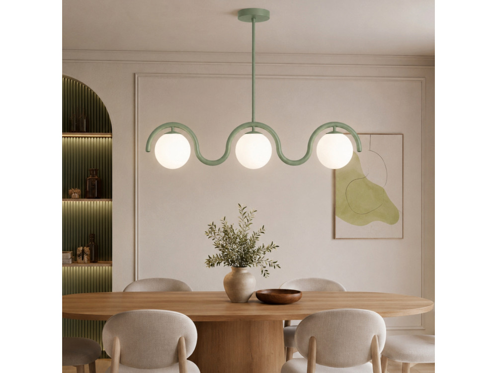 "GEDIK-20442" Metal Chandelier - 80 x 17 cm - Mint Green