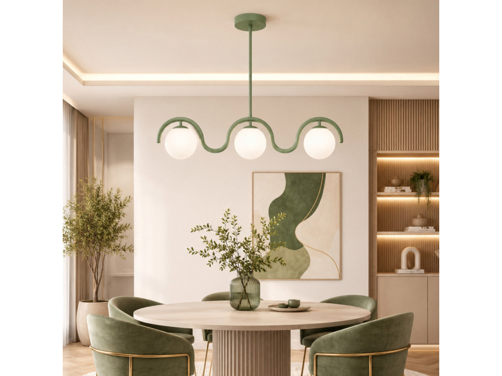 "GEDIK-20442" Metal Chandelier - 80 x 17 cm - Mint Green