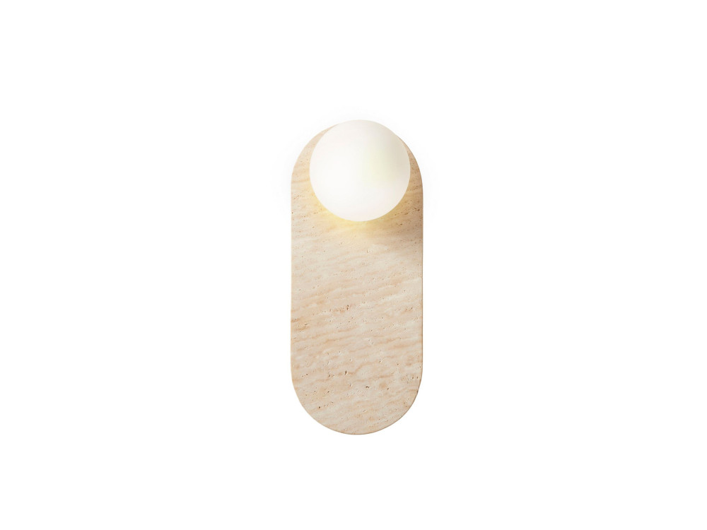 "Tor All" Travertine Wall Sconce - 18 x 1 cm - Beige / White