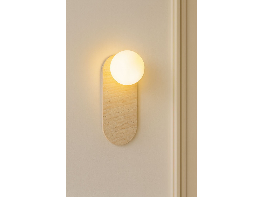"Tor All" Travertine Wall Sconce - 18 x 1 cm - Beige / White