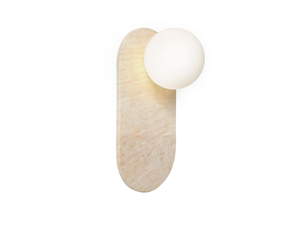 "Tor All" Travertine Wall Sconce - 18 x 1 cm - Beige / White