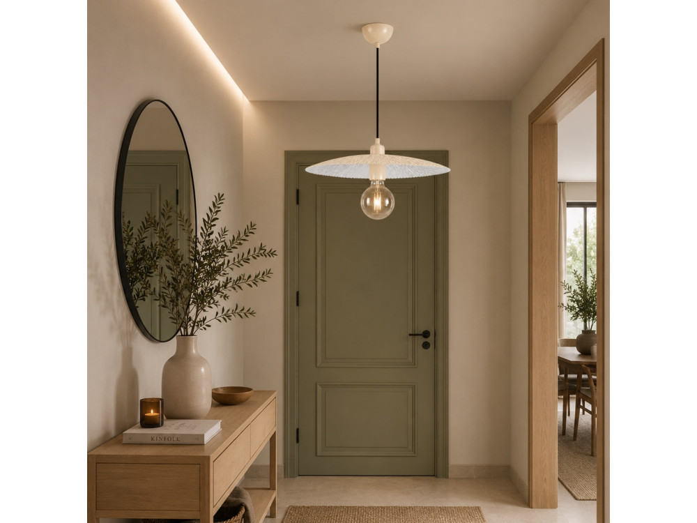 "Soleil" Metal Pendant Light - 39 x 39 cm - Beige