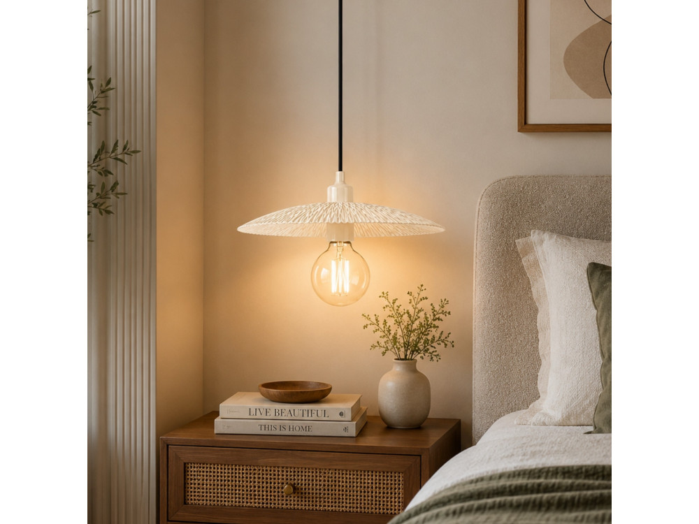 "Soleil" Metal Pendant Light - 39 x 39 cm - Beige