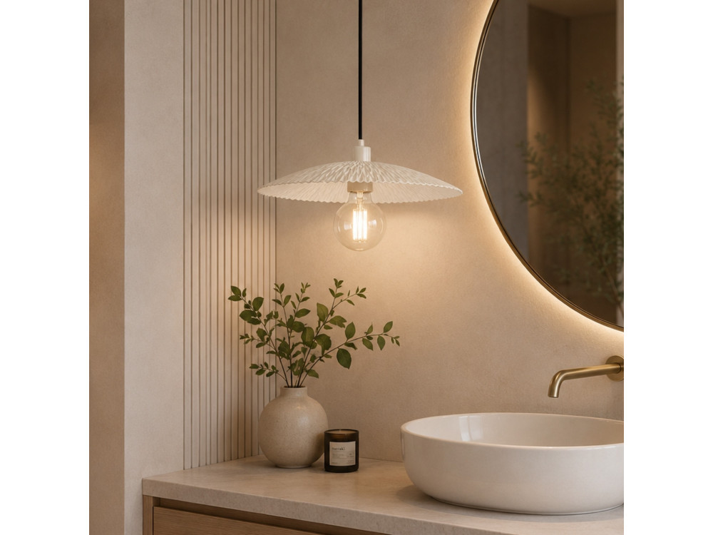 "Soleil" Metal Pendant Light - 39 x 39 cm - Beige