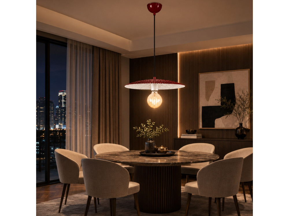 "Soleil" Metal Pendant Light - 39 x 39 cm - Bordeaux