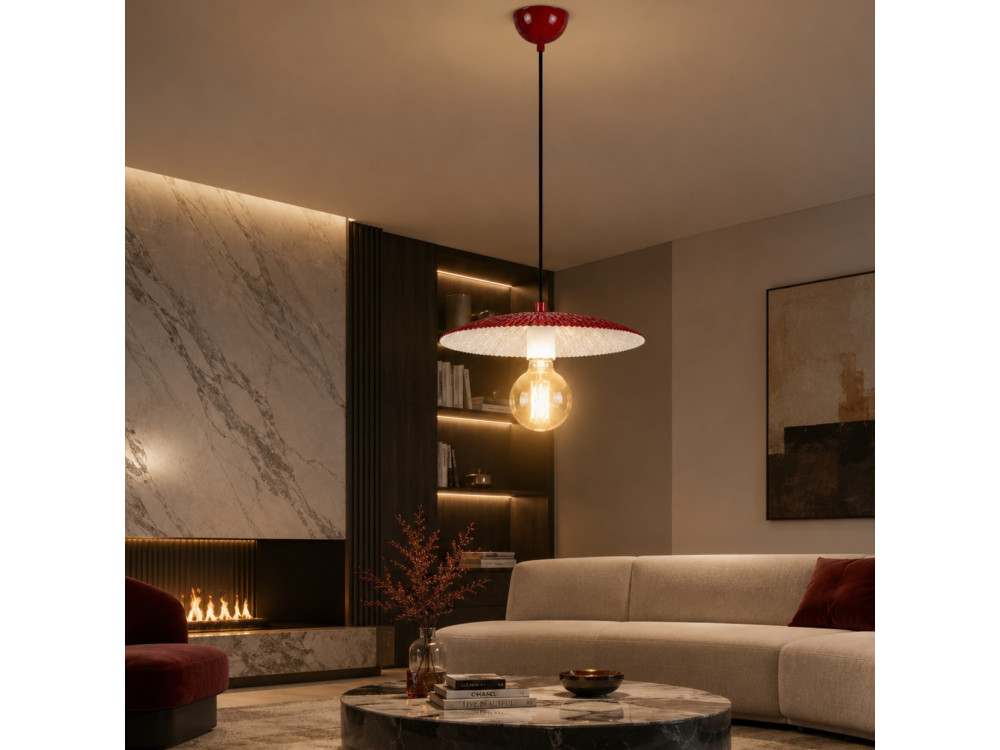 "Soleil" Metal Pendant Light - 39 x 39 cm - Bordeaux