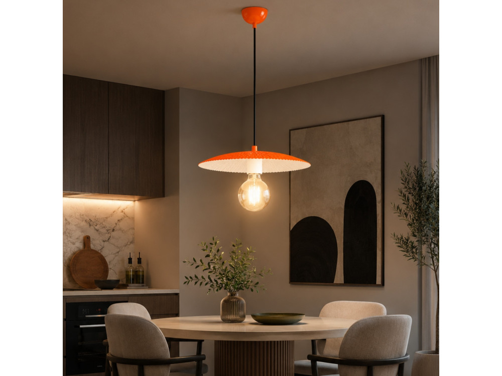 "Soleil" Metal Pendant Light - 39 x 39 cm - Orange