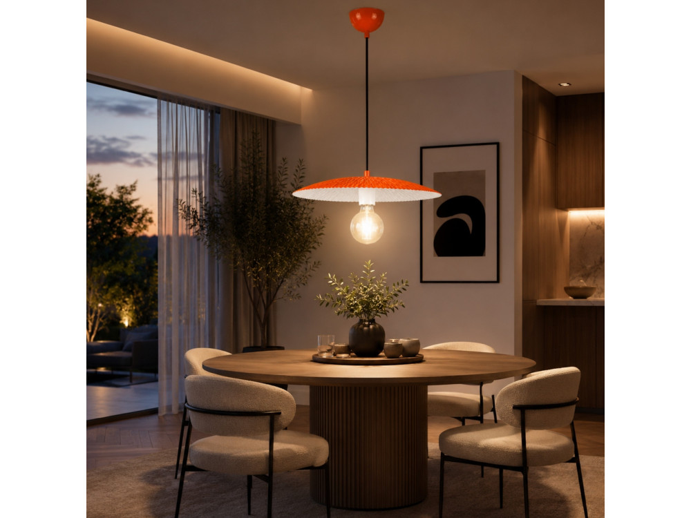 "Soleil" Metal Pendant Light - 39 x 39 cm - Orange