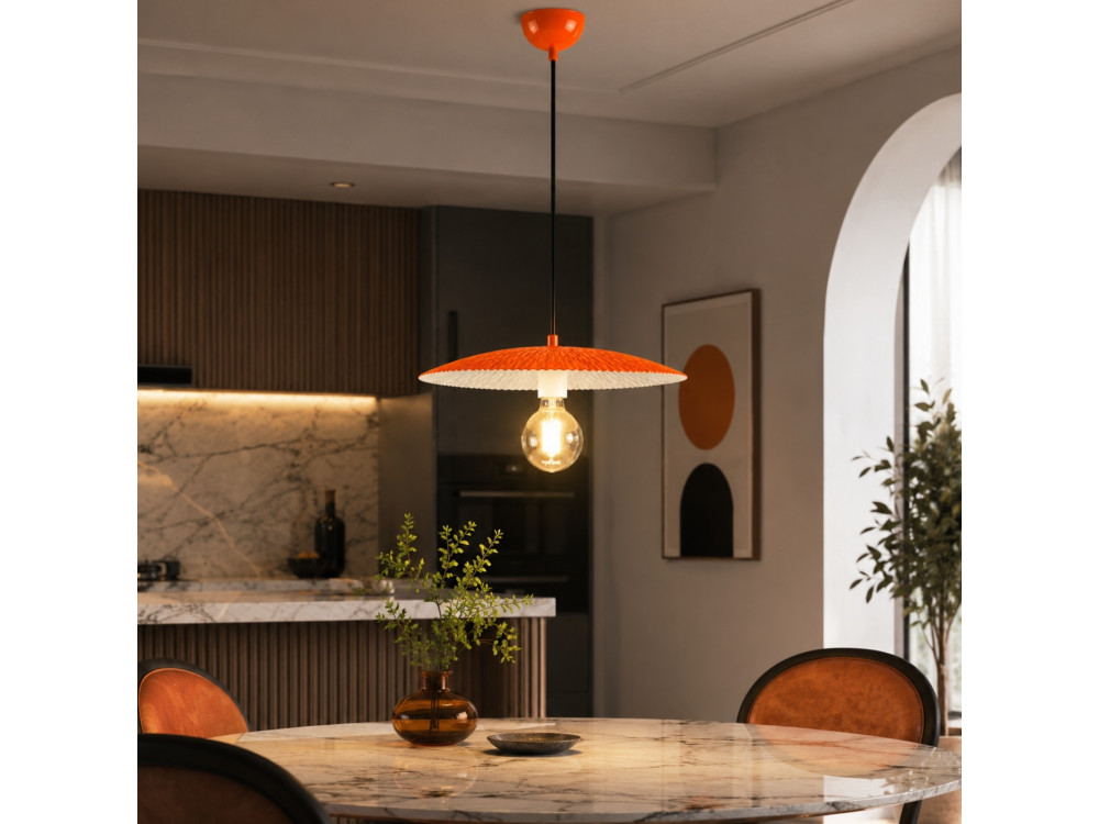 "Soleil" Metal Pendant Light - 39 x 39 cm - Orange