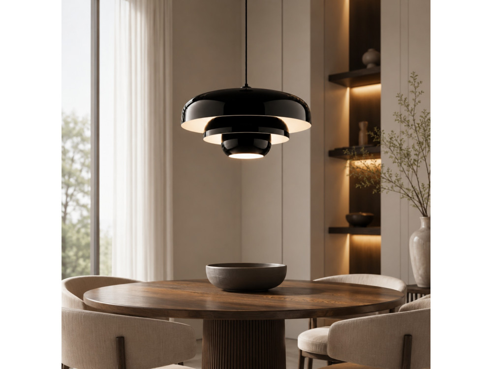 "Layer" Metal Pendant Light - 43 x 43 cm - Black