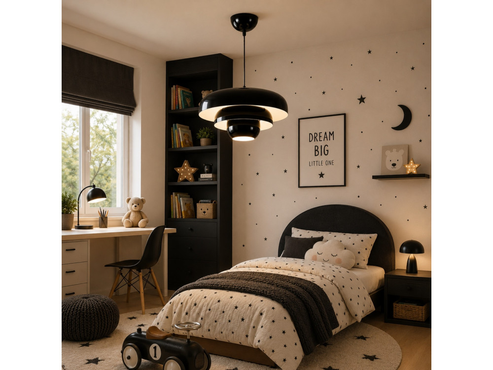 "Layer" Metal Pendant Light - 43 x 43 cm - Black