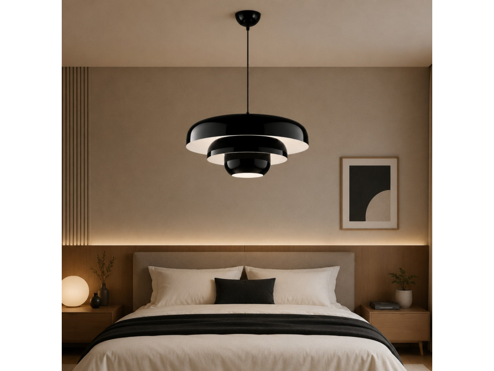 "Layer" Metal Pendant Light - 43 x 43 cm - Black