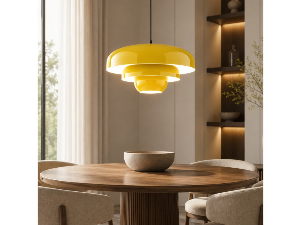 "Layer" Metal Pendant Light - 43 x 43 cm - Yellow