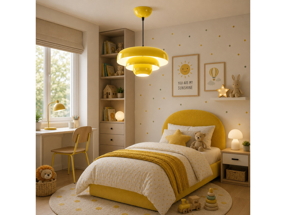 "Layer" Metal Pendant Light - 43 x 43 cm - Yellow