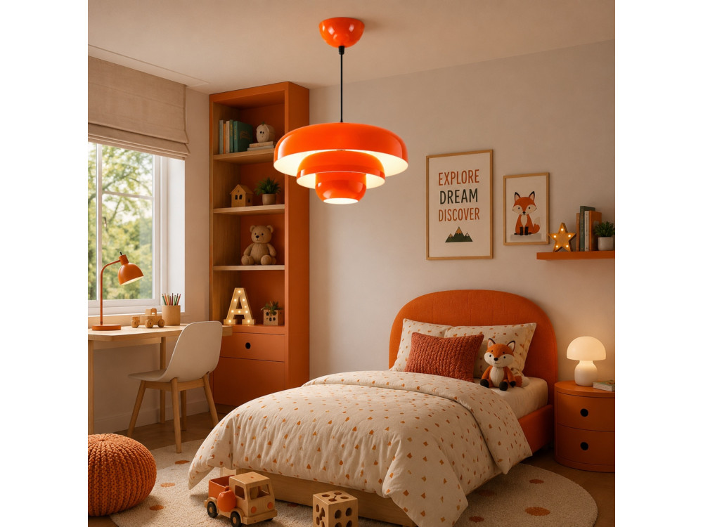 "Layer" Metal Pendant Light - 43 x 43 cm - Orange