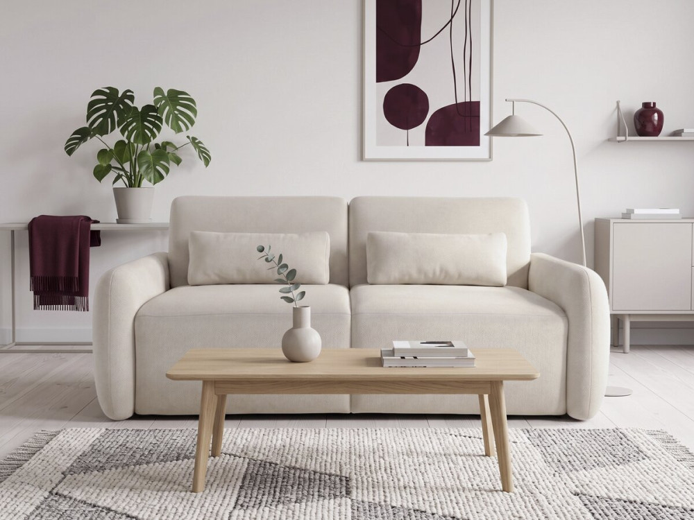 "Aurelie" Express Convertible Sofa Bed - 18 cm Mattress - 140 cm Sleeping Surface - 3-Seater - Beige