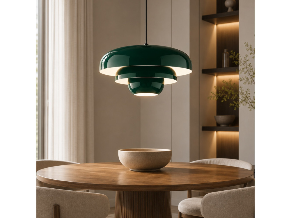 "Layer" Metal Pendant Light - 43 x 43 cm - Dark Green