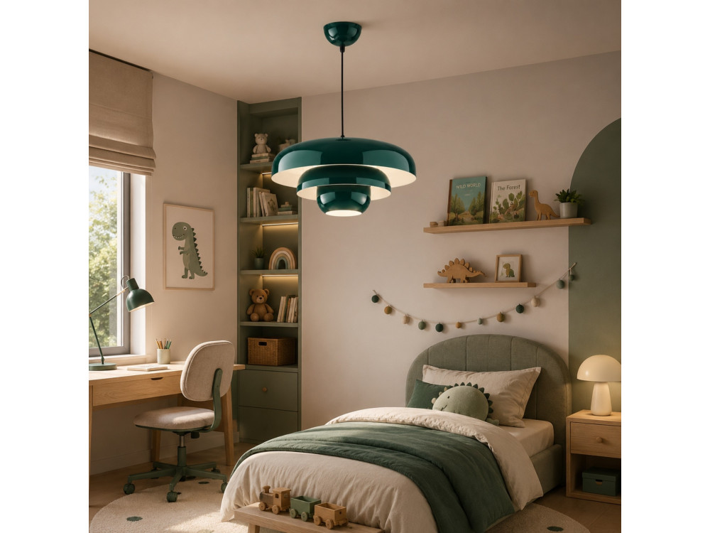 "Layer" Metal Pendant Light - 43 x 43 cm - Dark Green