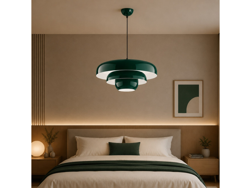 "Layer" Metal Pendant Light - 43 x 43 cm - Dark Green