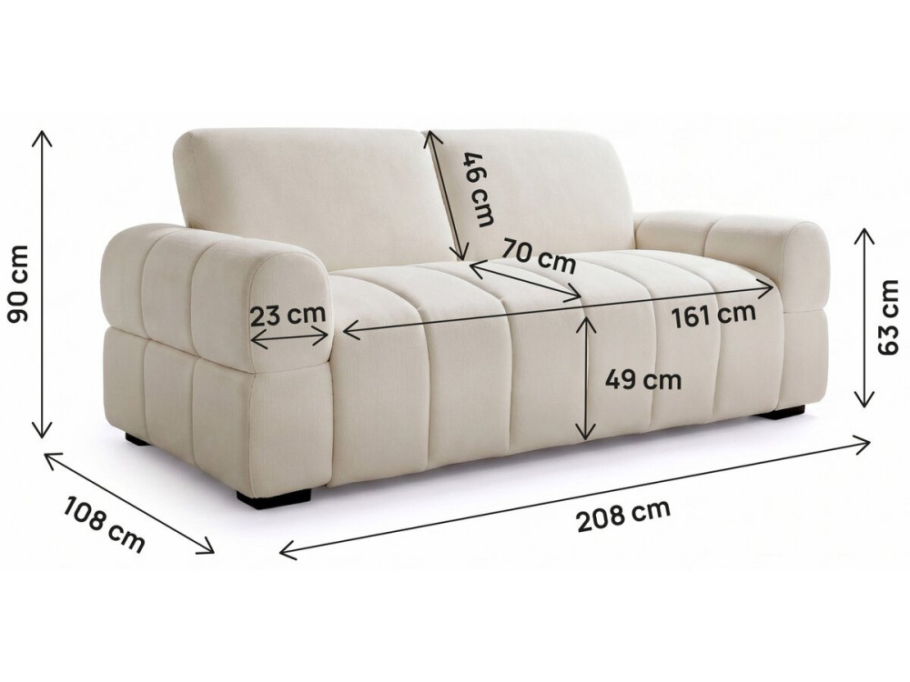 "Zoé" Express Convertible Sofa Bed - 18 cm Mattress - 140 cm Sleeping Surface - 3-Seater - Beige