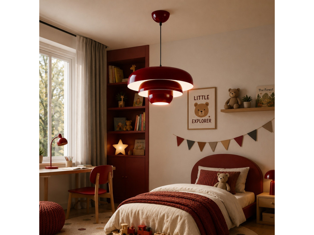 "Layer" Metal Pendant Light - 43 x 43 cm - Bordeaux