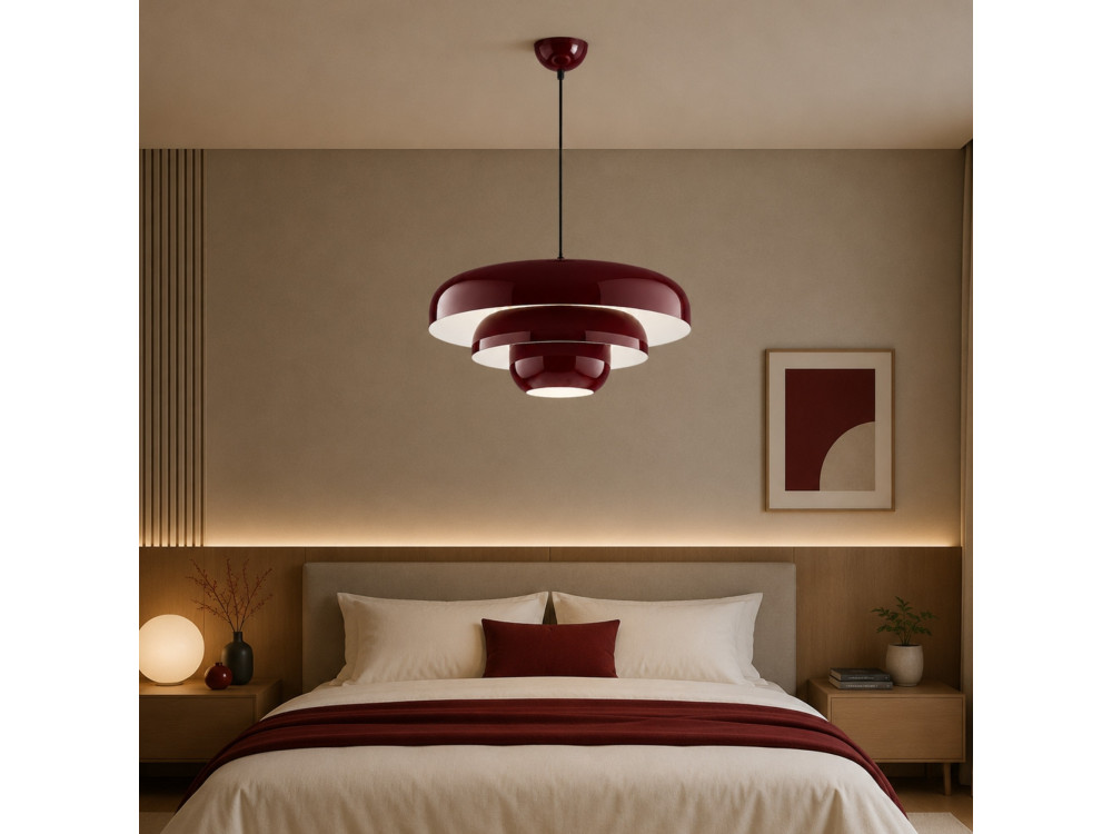 "Layer" Metal Pendant Light - 43 x 43 cm - Bordeaux