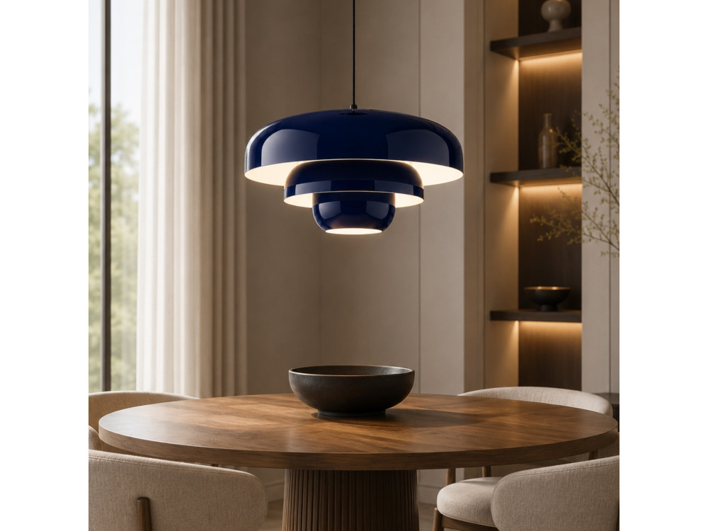 "Layer" Metal Pendant Light - 43 x 43 cm - Navy Blue