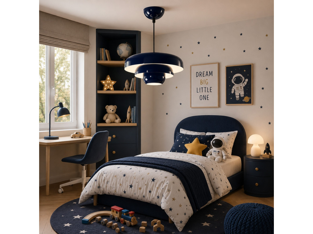 "Layer" Metal Pendant Light - 43 x 43 cm - Navy Blue
