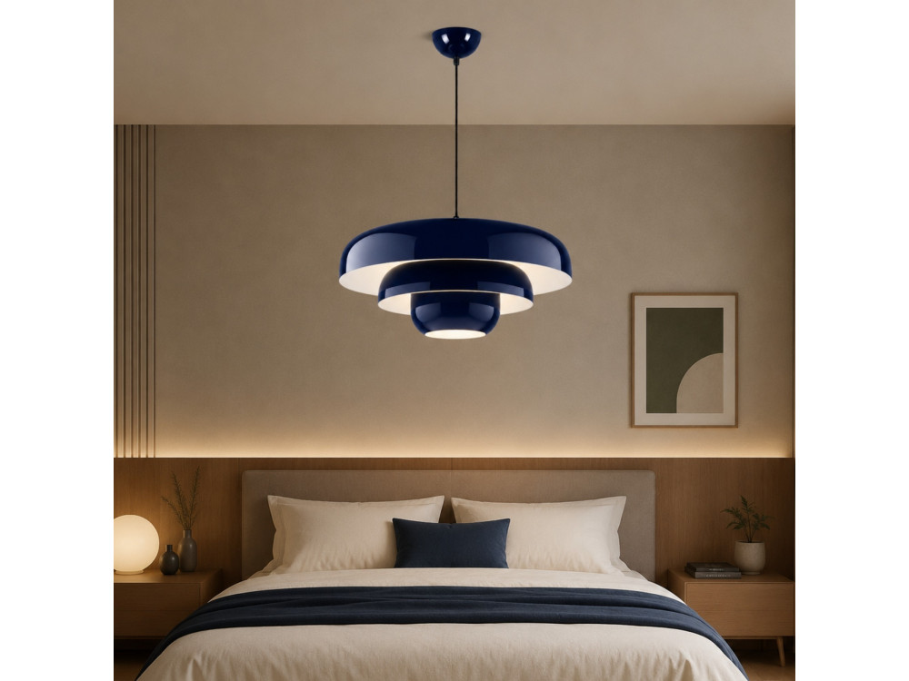 "Layer" Metal Pendant Light - 43 x 43 cm - Navy Blue