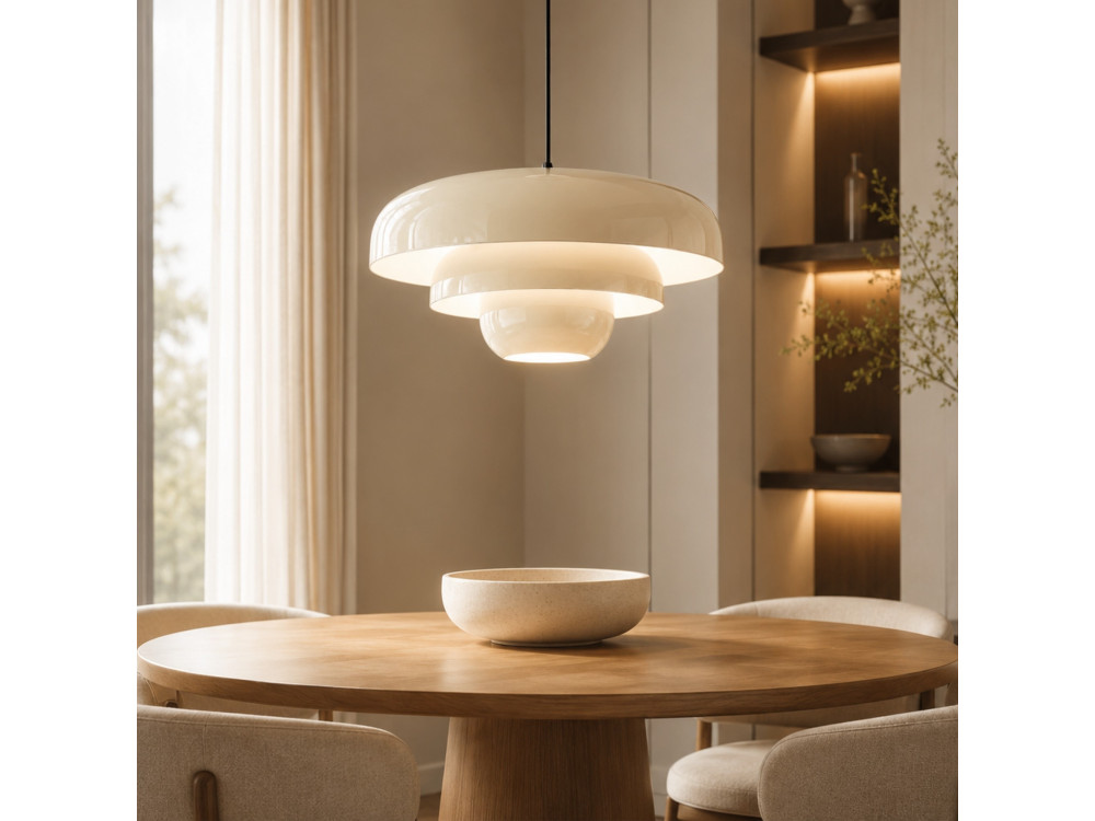 "Layer" Metal Pendant Light - 43 x 43 cm - Beige