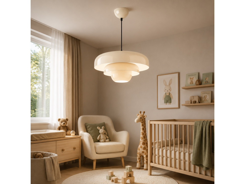"Layer" Metal Pendant Light - 43 x 43 cm - Beige
