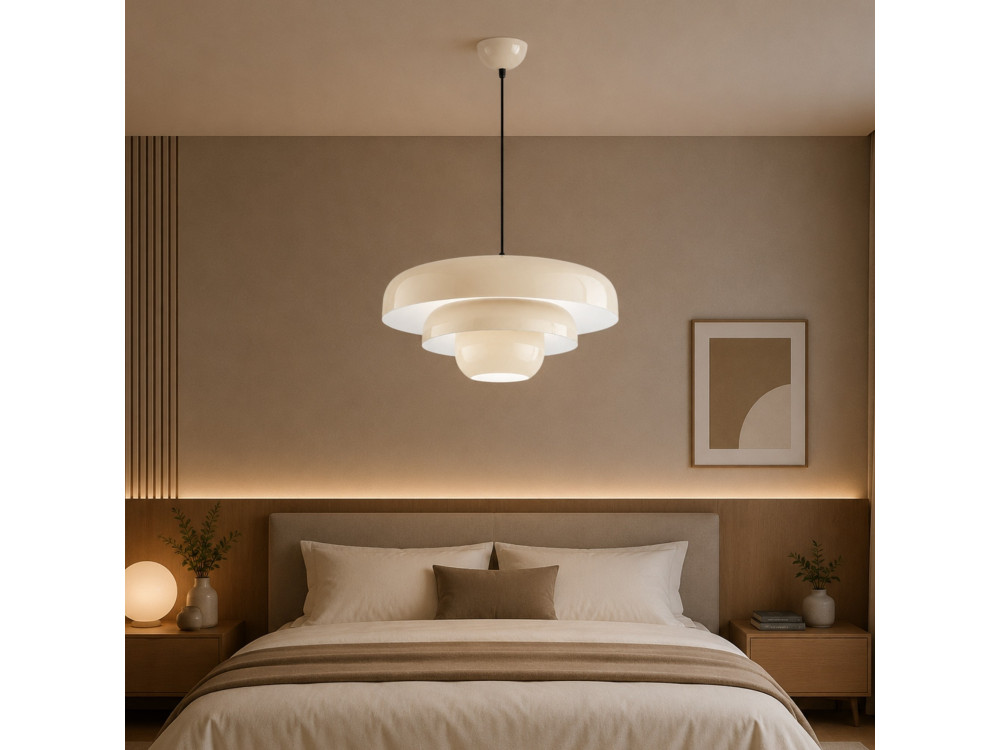 "Layer" Metal Pendant Light - 43 x 43 cm - Beige