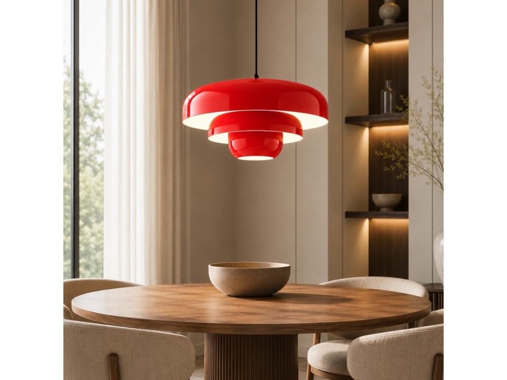 "Layer" Metal Pendant Light - 43 x 43 cm - Red