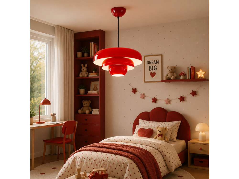 "Layer" Metal Pendant Light - 43 x 43 cm - Red