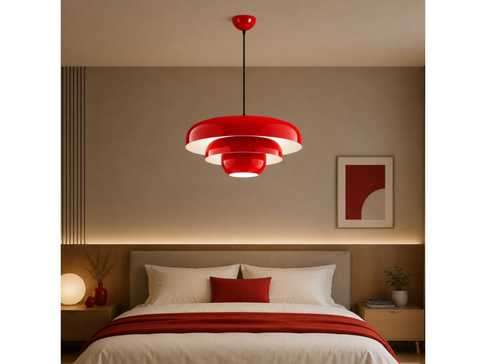 "Layer" Metal Pendant Light - 43 x 43 cm - Red